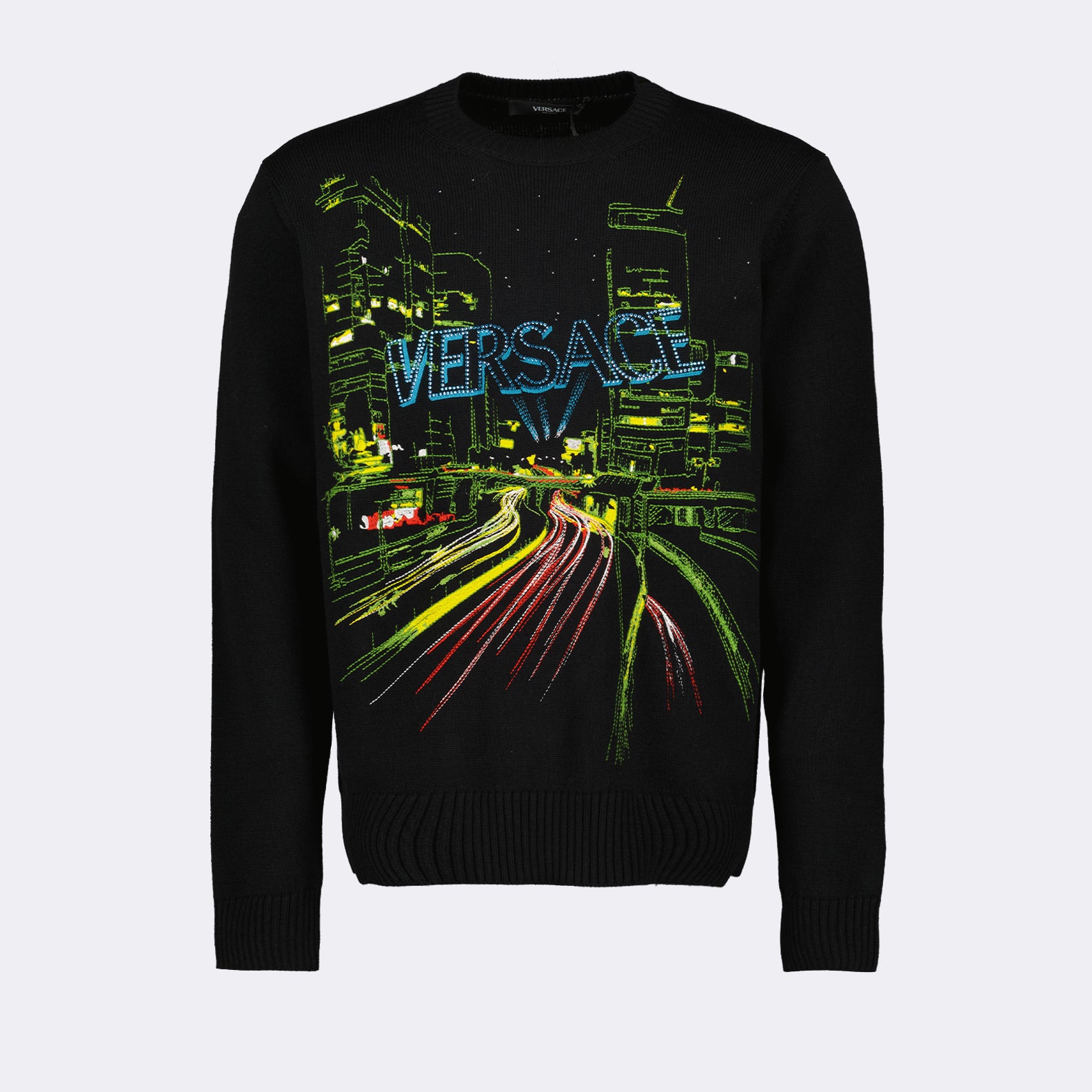 Knitwear City Lights Sweater Versace Black Man