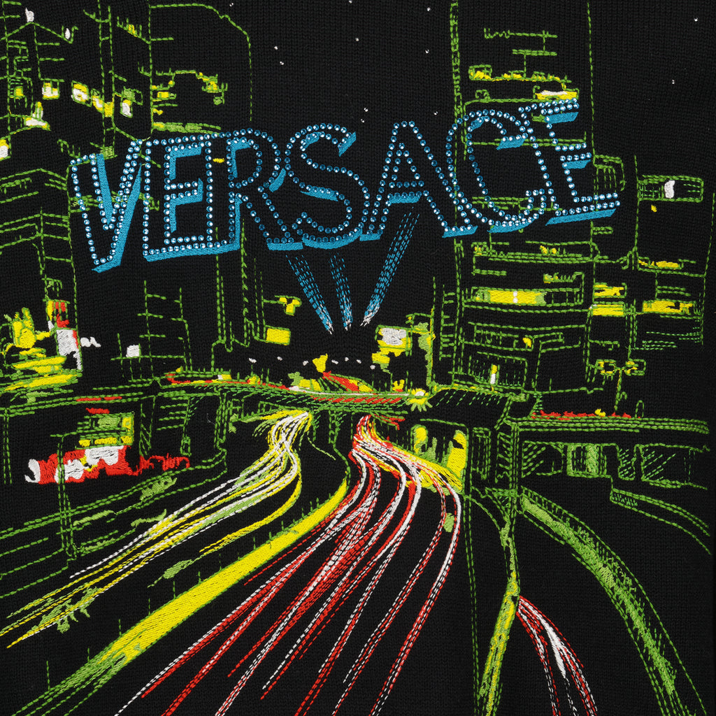 Knitwear City Lights Sweater Versace Black Man