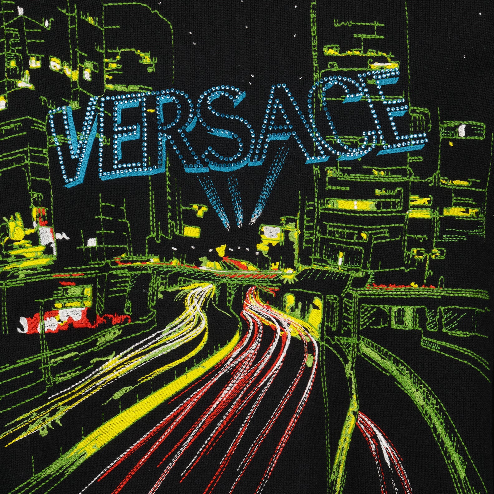 Knitwear City Lights Sweater Versace Black Man