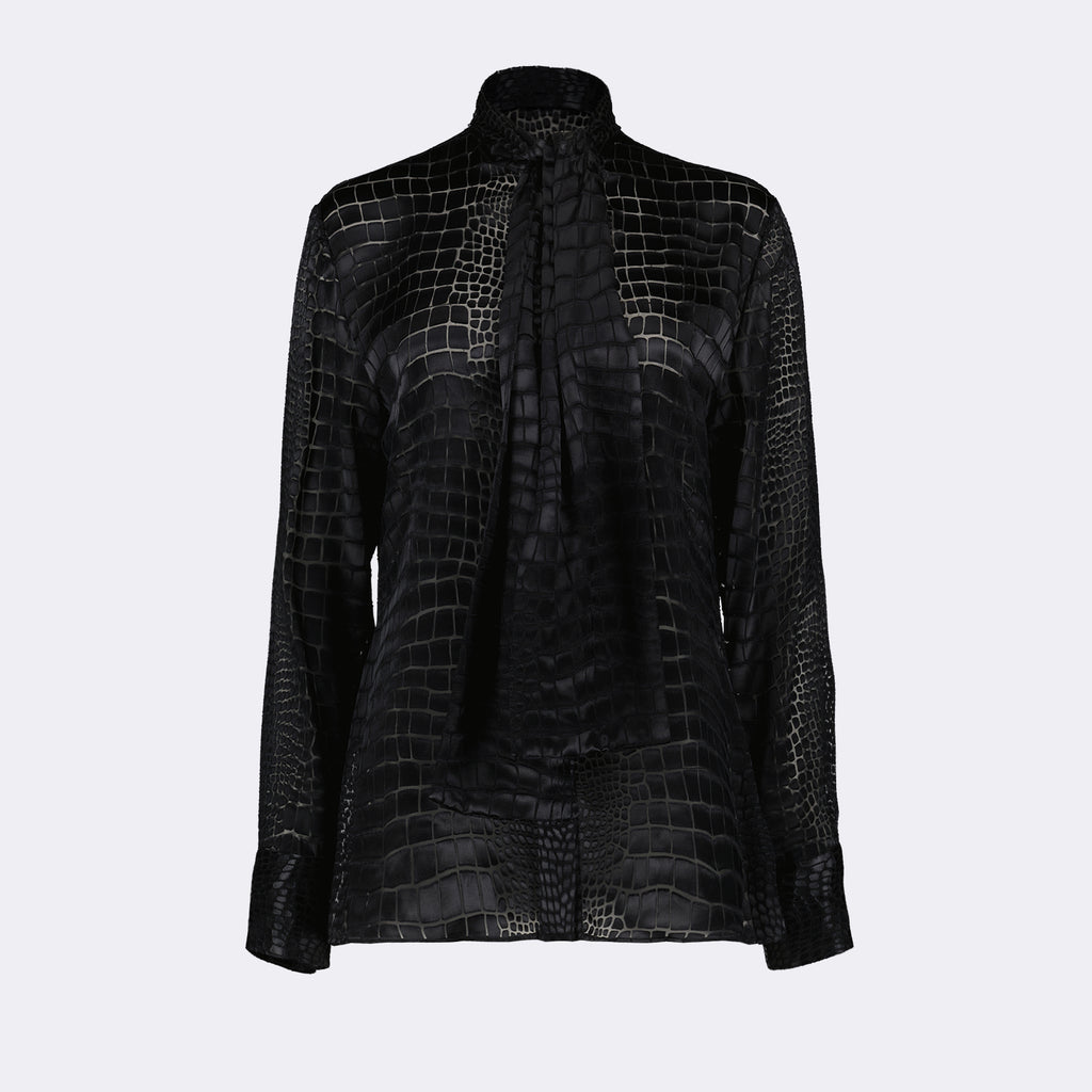 Camisas Camisa Lavallière Efecto Cocodrilo Versace Negro Femme