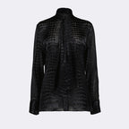 Camisas Camisa Lavallière Efecto Cocodrilo Versace Negro Femme