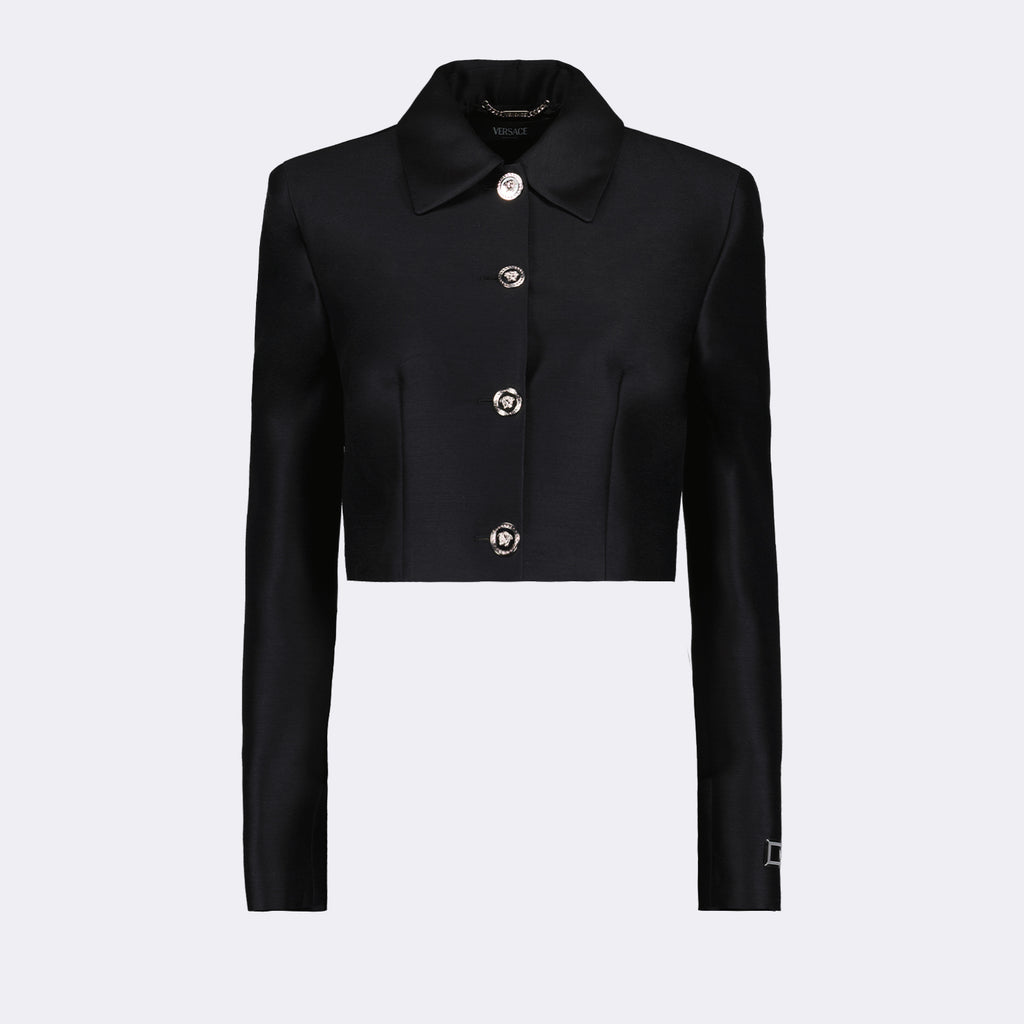 Jacken Veste crop Versace Schwarz Femme