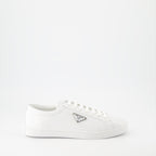Sneaker Baskets en cuir brossé Prada Blanco Homme