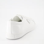 Sneaker Baskets en cuir brossé Prada Blanco Homme