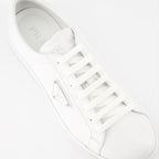 Sneaker Baskets en cuir brossé Prada Blanco Homme