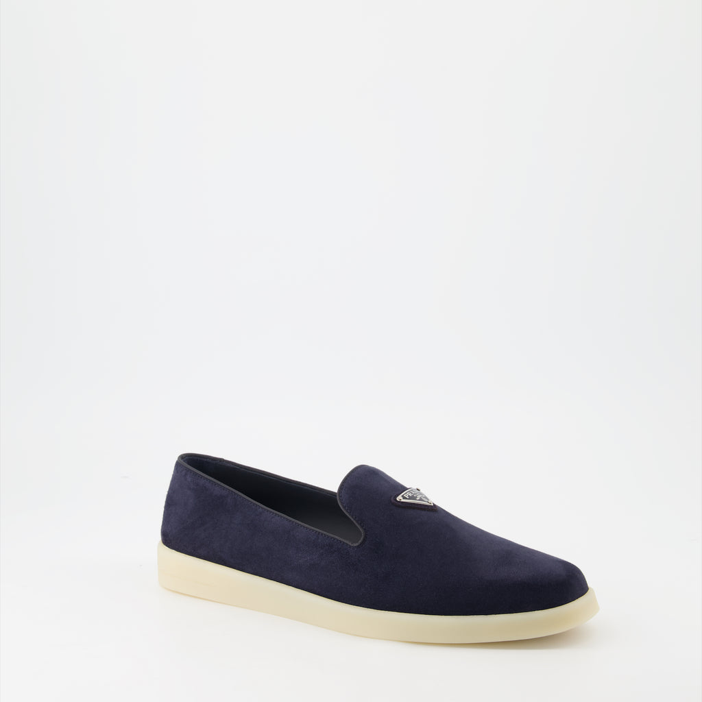 Loafer Mocassins en velours Prada Dunkelblau Homme
