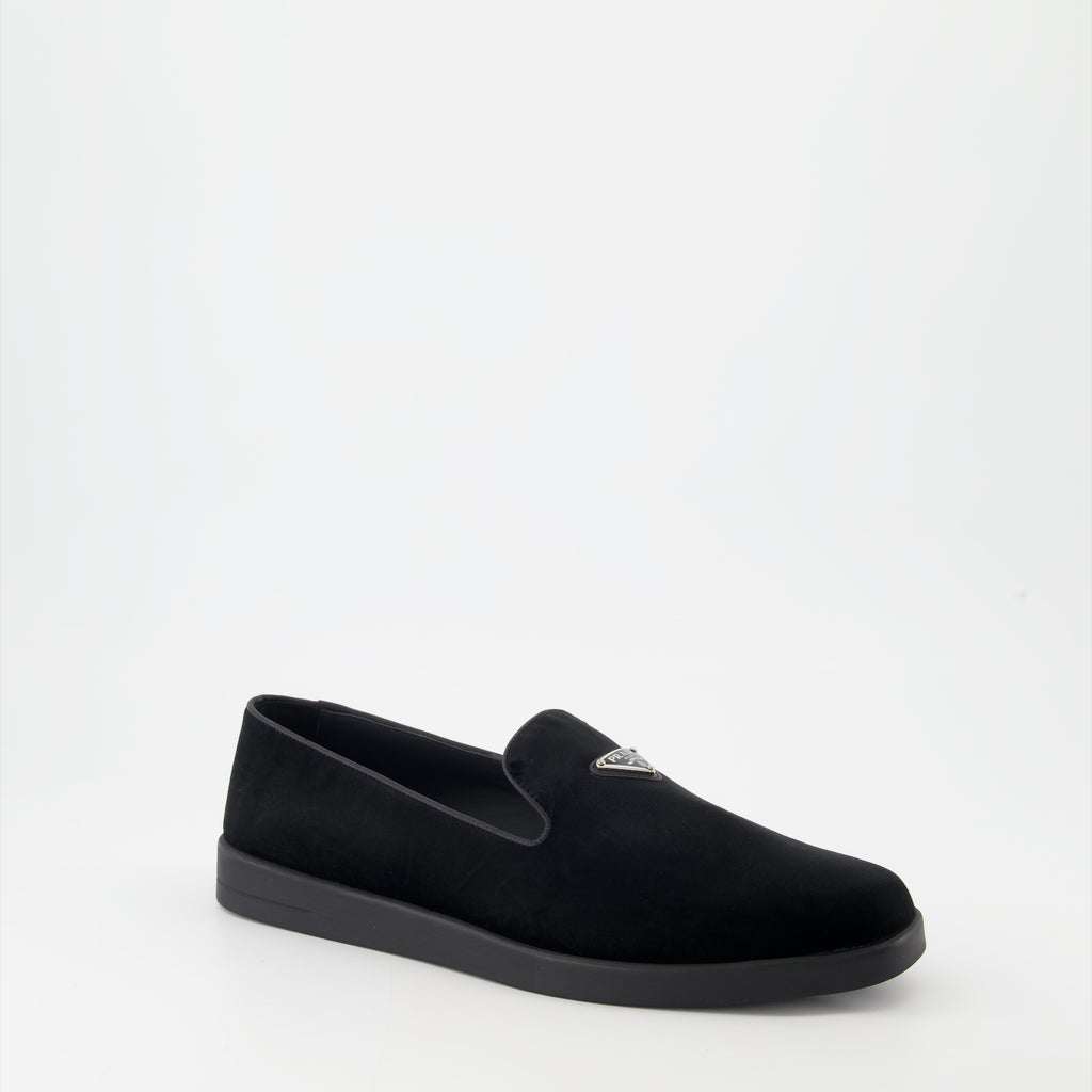 Loafers Suede Leather Loafers Prada Black Man