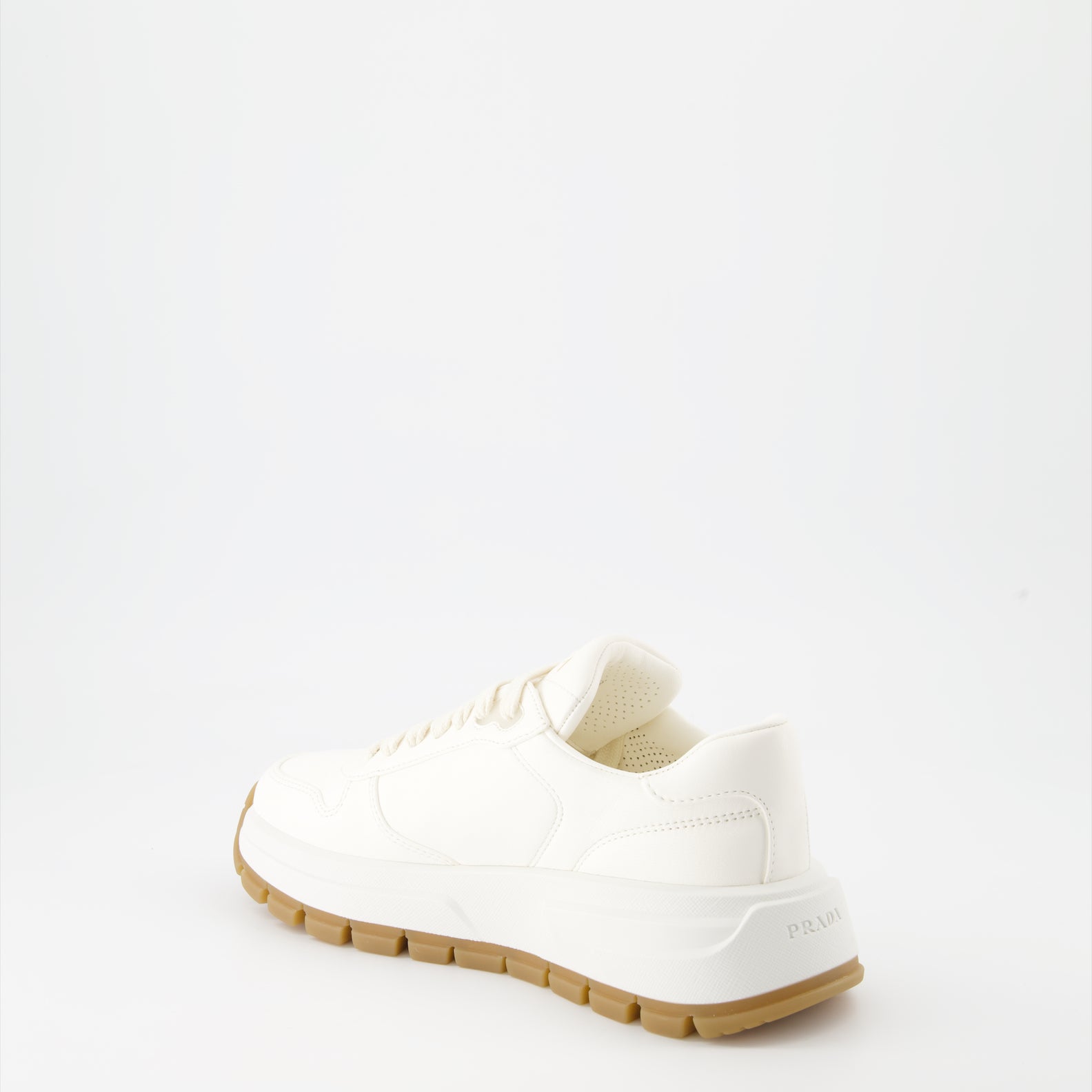 Sneaker Baskets en cuir Prada Weiß Femme