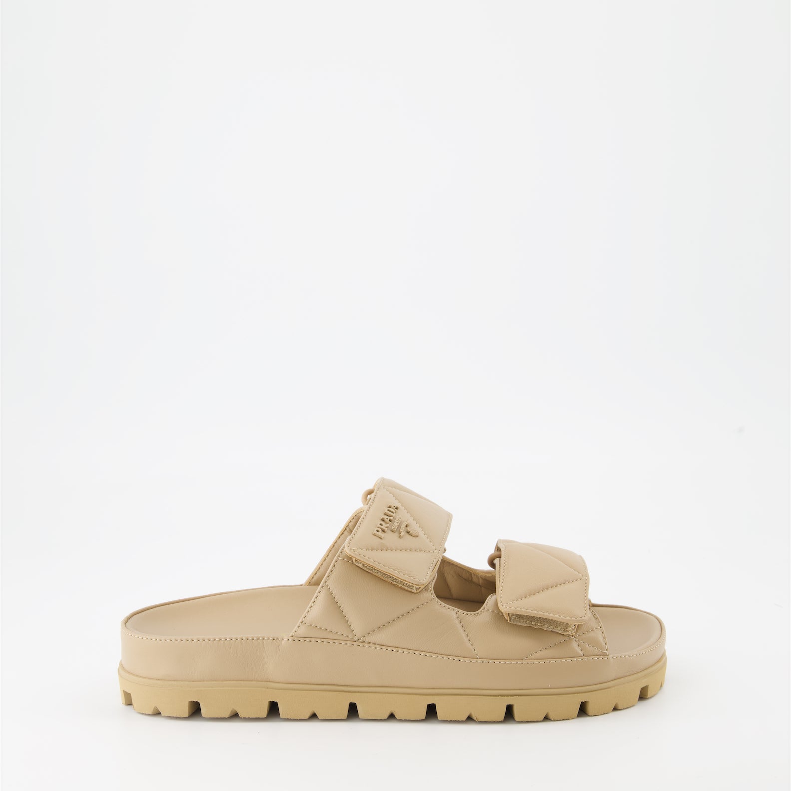 Quilted leather slides