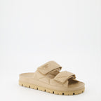 Open shoes Quilted leather slides Prada Beige Women