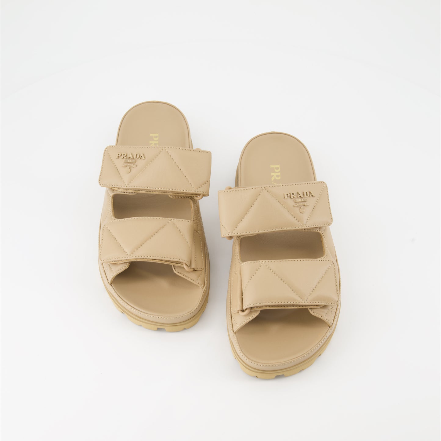 Quilted leather slides