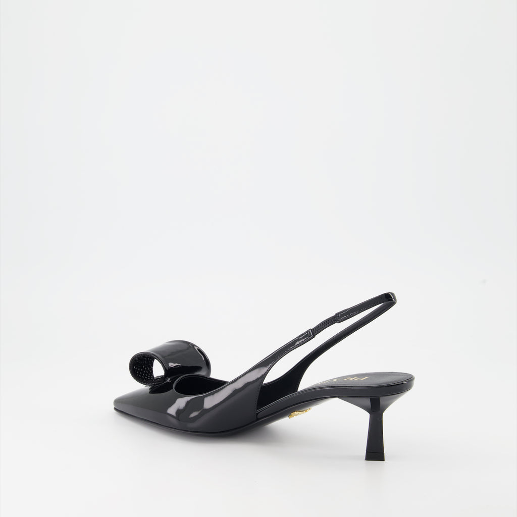 Zapatos de tacón Zapatos de Tacón de Cuero Patente Prada Negro Femme