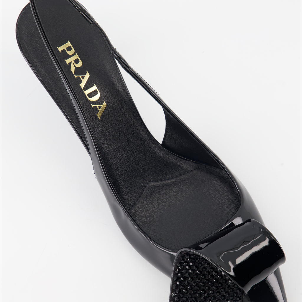 Zapatos de tacón Zapatos de Tacón de Cuero Patente Prada Negro Femme