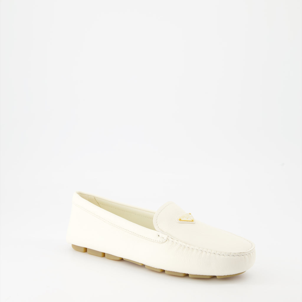 Loafer Mocassins en velours Prada Weiß Femme