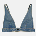 Tops Bralette en denim Prada Bleu Femme