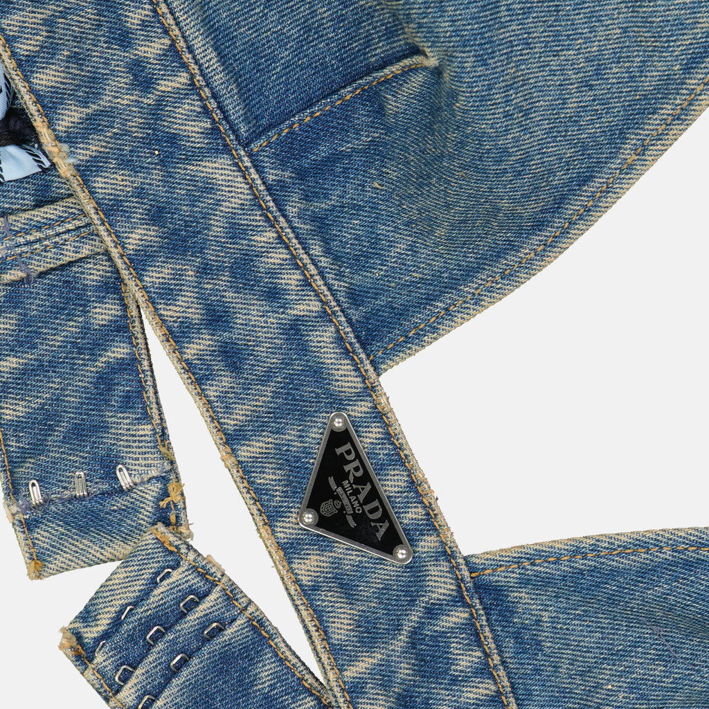 Tops Bralette en denim Prada Bleu Femme