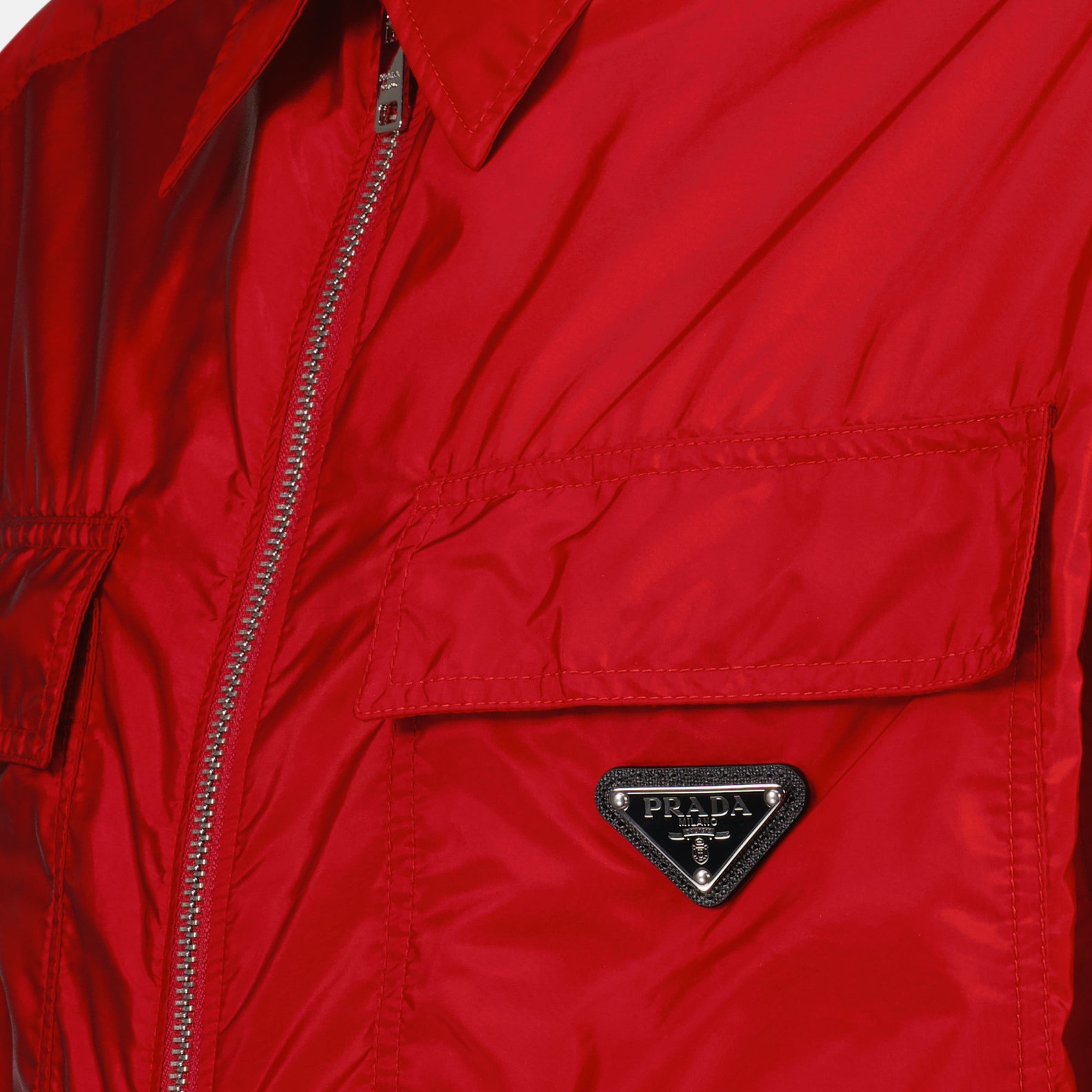 Chemises Chemise en Re-Nylon à zip Prada Rouge Homme