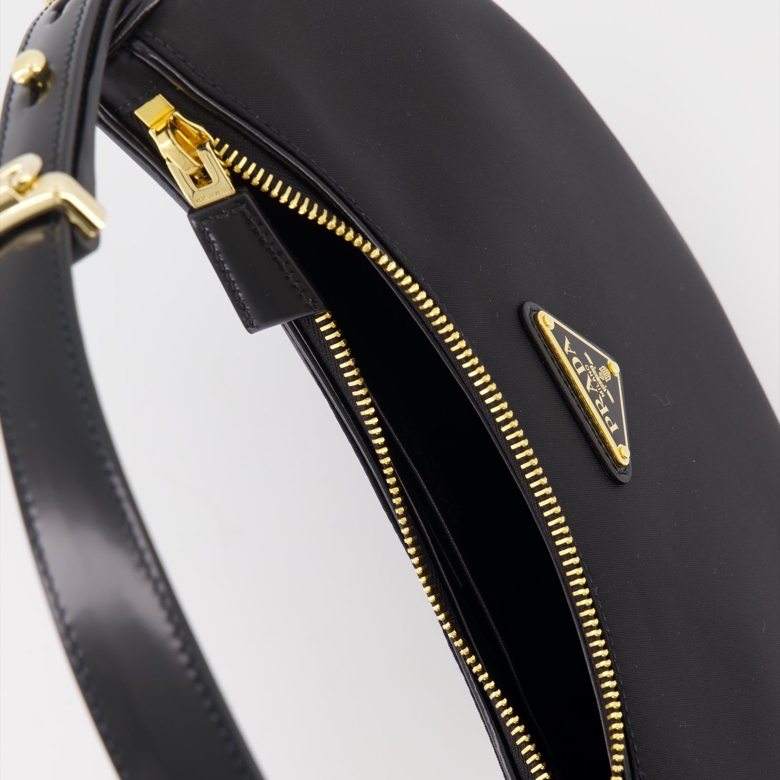 Arched bag in Re-Nylon and brushed leather