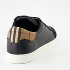 Sneakers Checked leather and suede sneakers Burberry Black Man