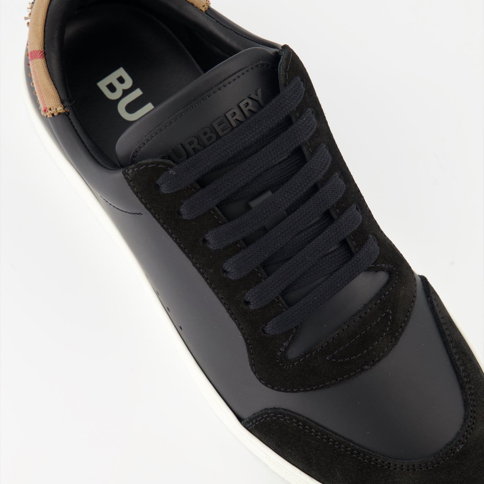Sneakers Checked leather and suede sneakers Burberry Black Man