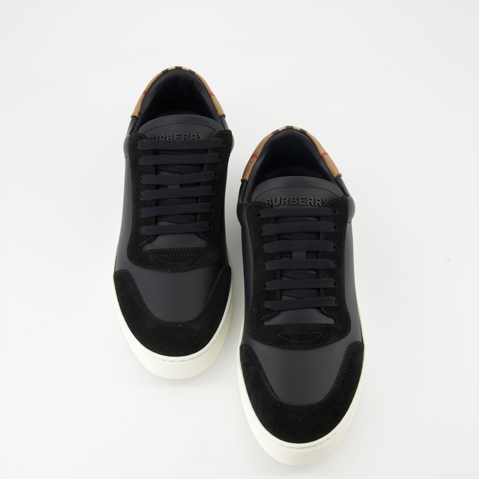 Sneakers Checked leather and suede sneakers Burberry Black Man