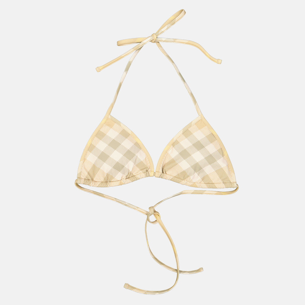 Beachwear Haut de bikini à carreaux Burberry Beige Femme