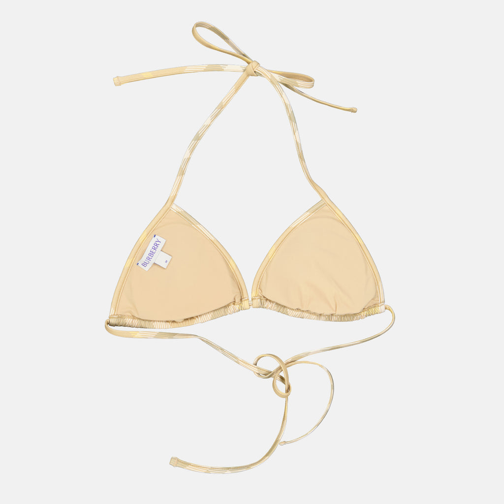 Beachwear Haut de bikini à carreaux Burberry Beige Femme