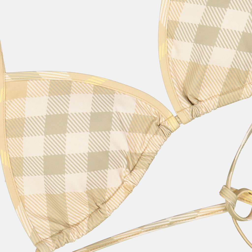 Beachwear Haut de bikini à carreaux Burberry Beige Femme