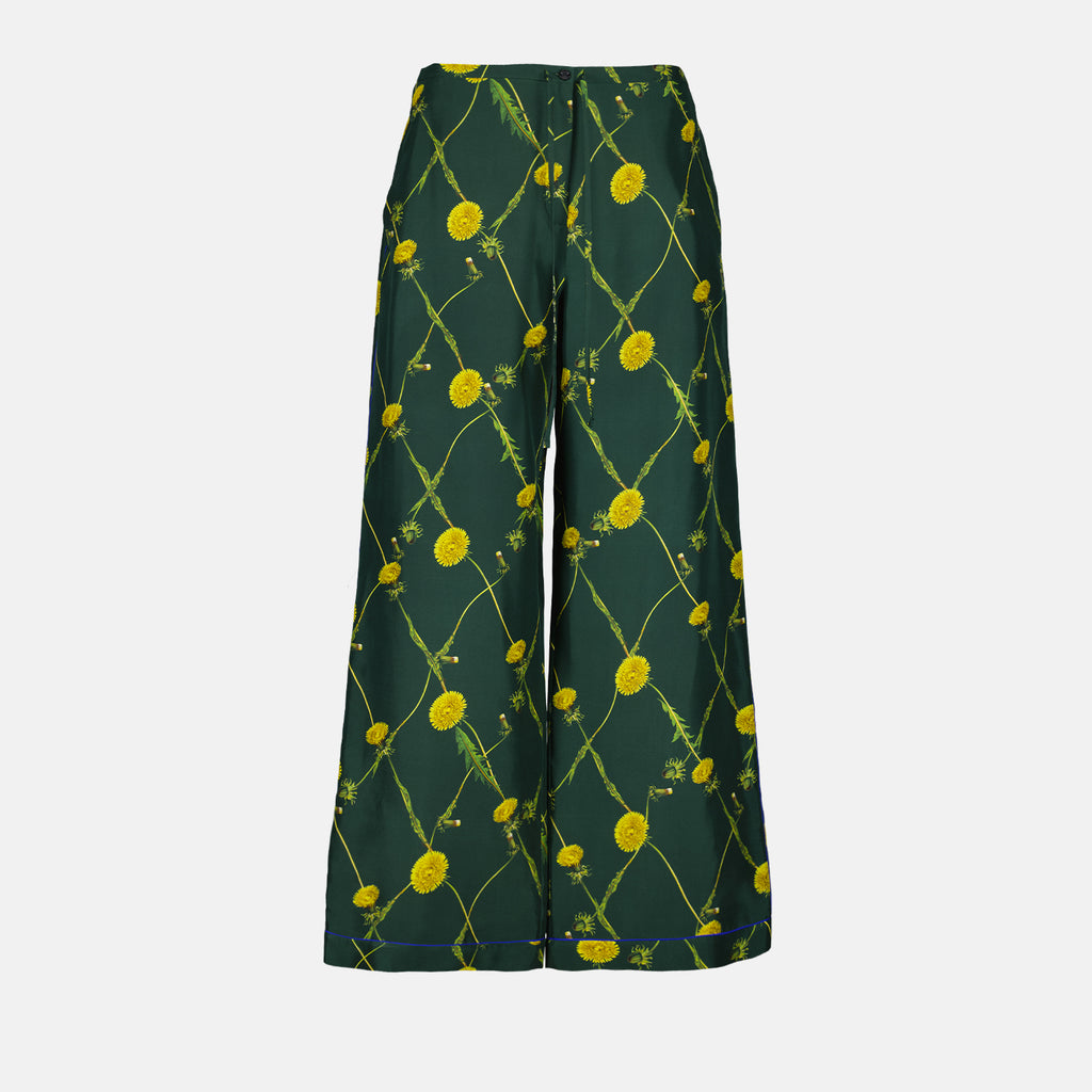 Pantalones Pantalón de Seda Pissenlit Burberry Verde Femme