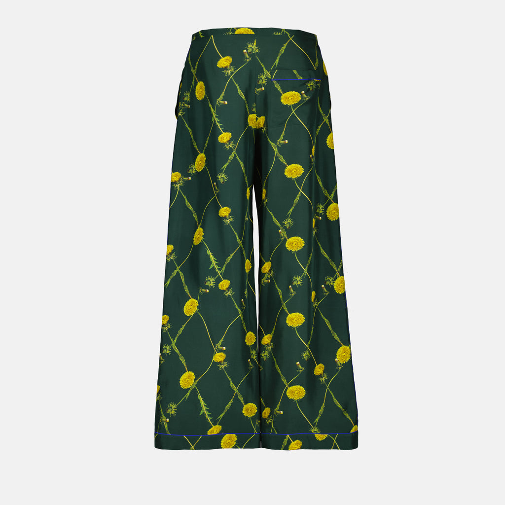 Pantalones Pantalón de Seda Pissenlit Burberry Verde Femme