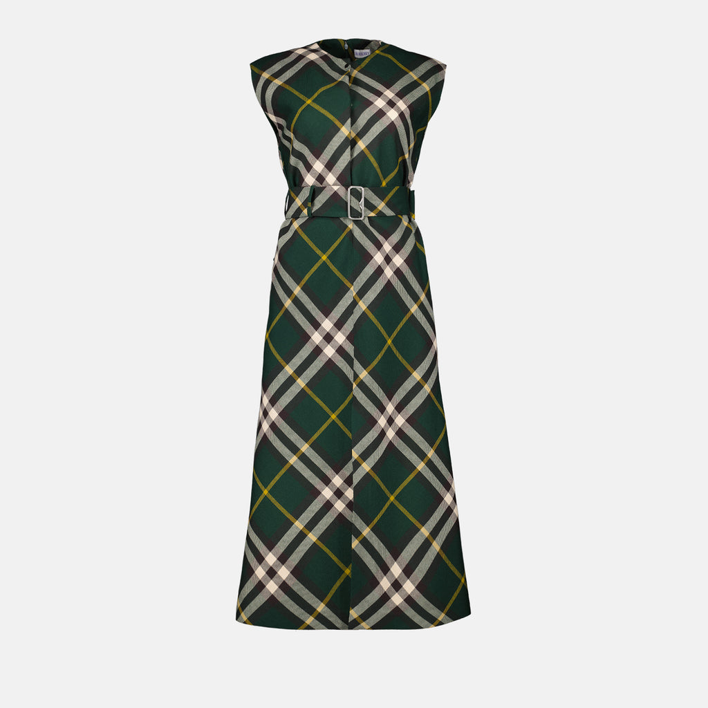드레스 체크 울 드레스 Burberry 녹색 Femme