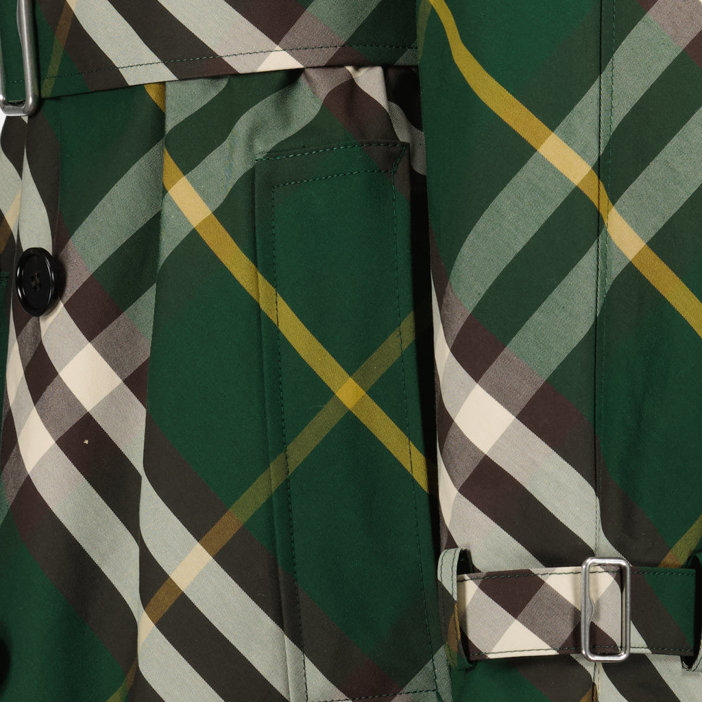 Manteaux Trench-coat à carreaux Burberry Vert Femme