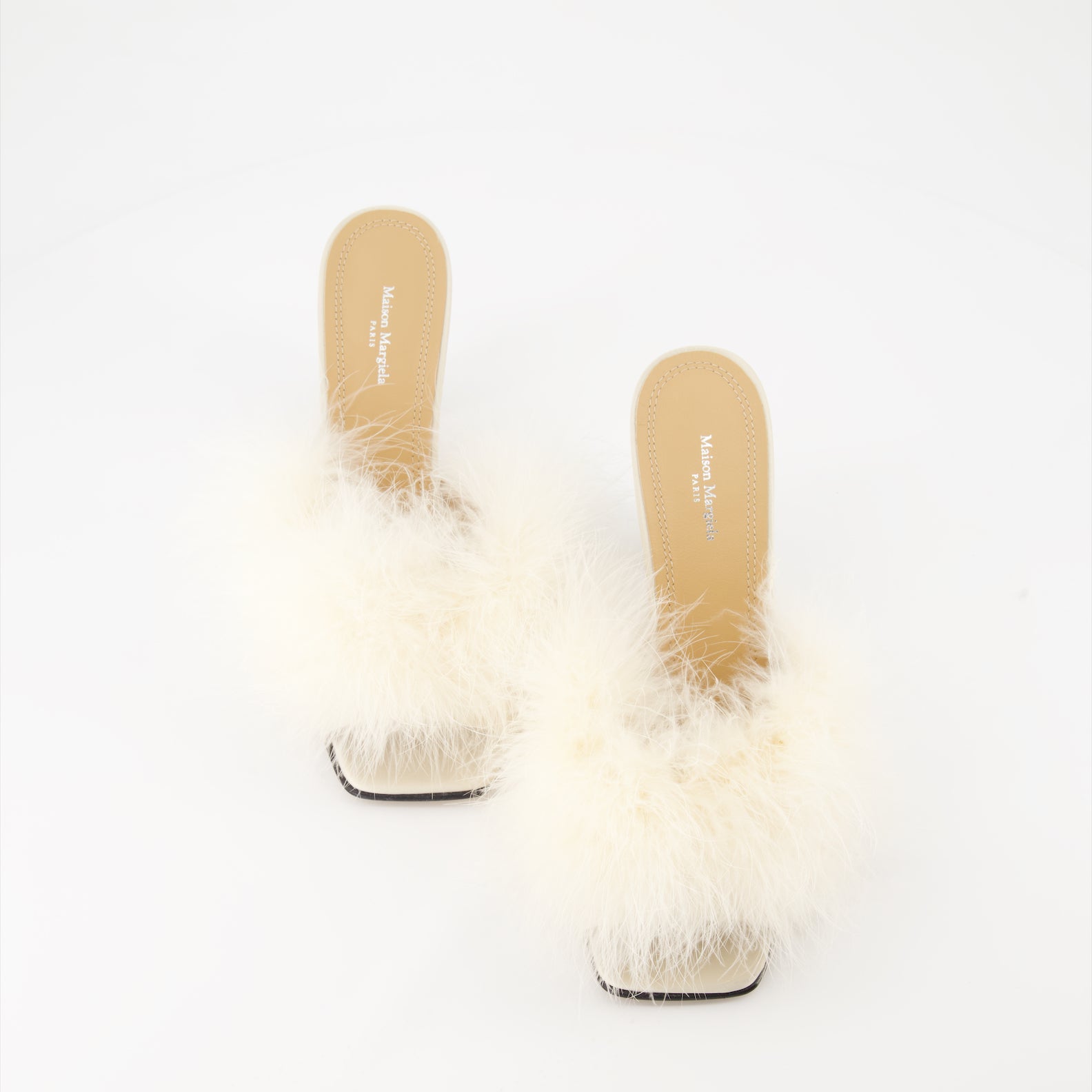 Open shoes Feathered mules Maison Margiela White Women