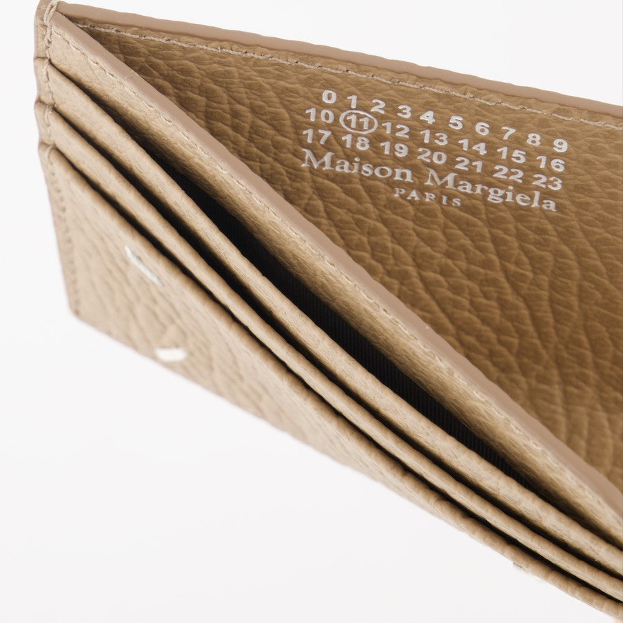 Pequeños artículos de cuero Porte-cartes Four Stitches Maison Margiela Beige Femme
