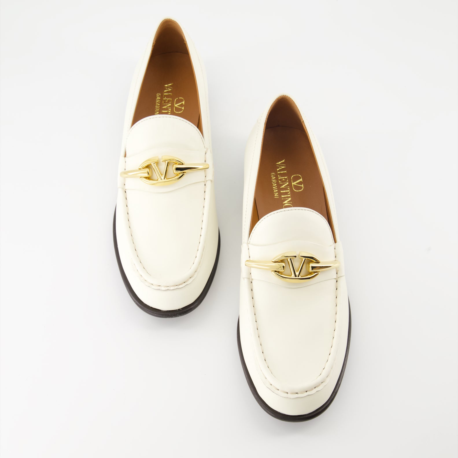 Mocassins Mocassins VLogo Signature en cuir lisse Valentino Garavani Blanc Femme