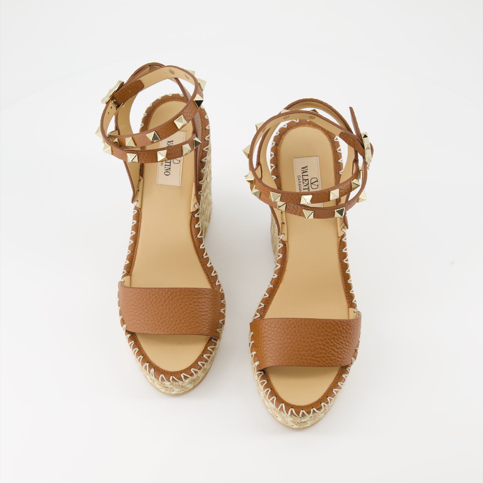 Zapatos de plataforma Sandales Rockstud compensées Valentino Garavani Marrón Femme