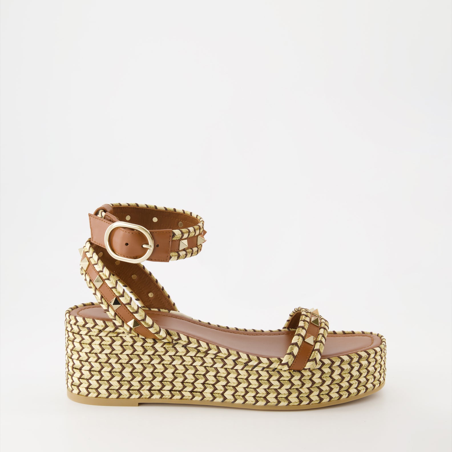 Sapatos plataforma Sandales compensées Rockstud Valentino Garavani Marrom Femme