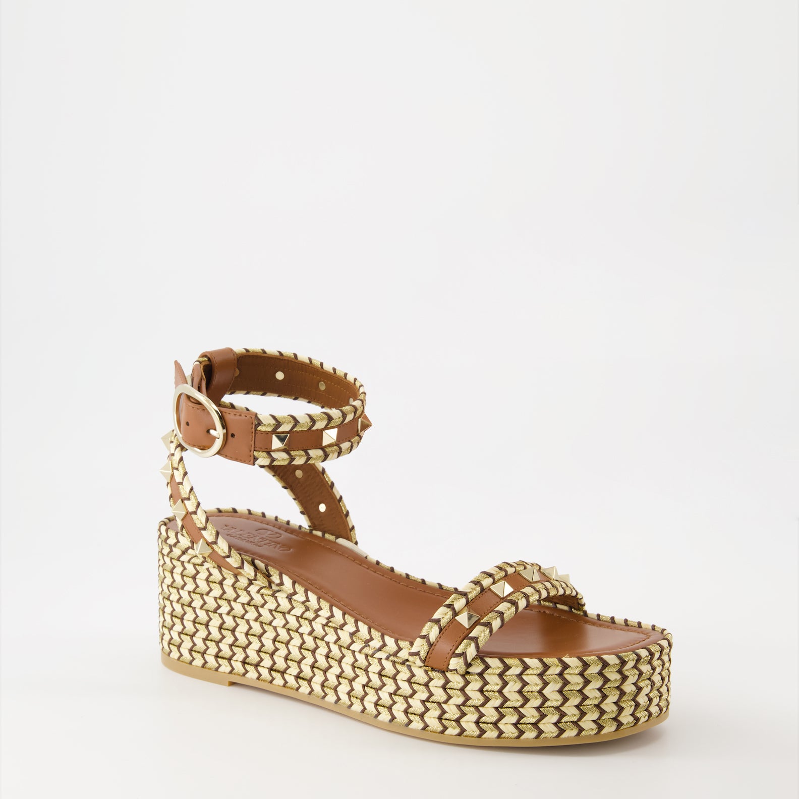 Sapatos plataforma Sandales compensées Rockstud Valentino Garavani Marrom Femme