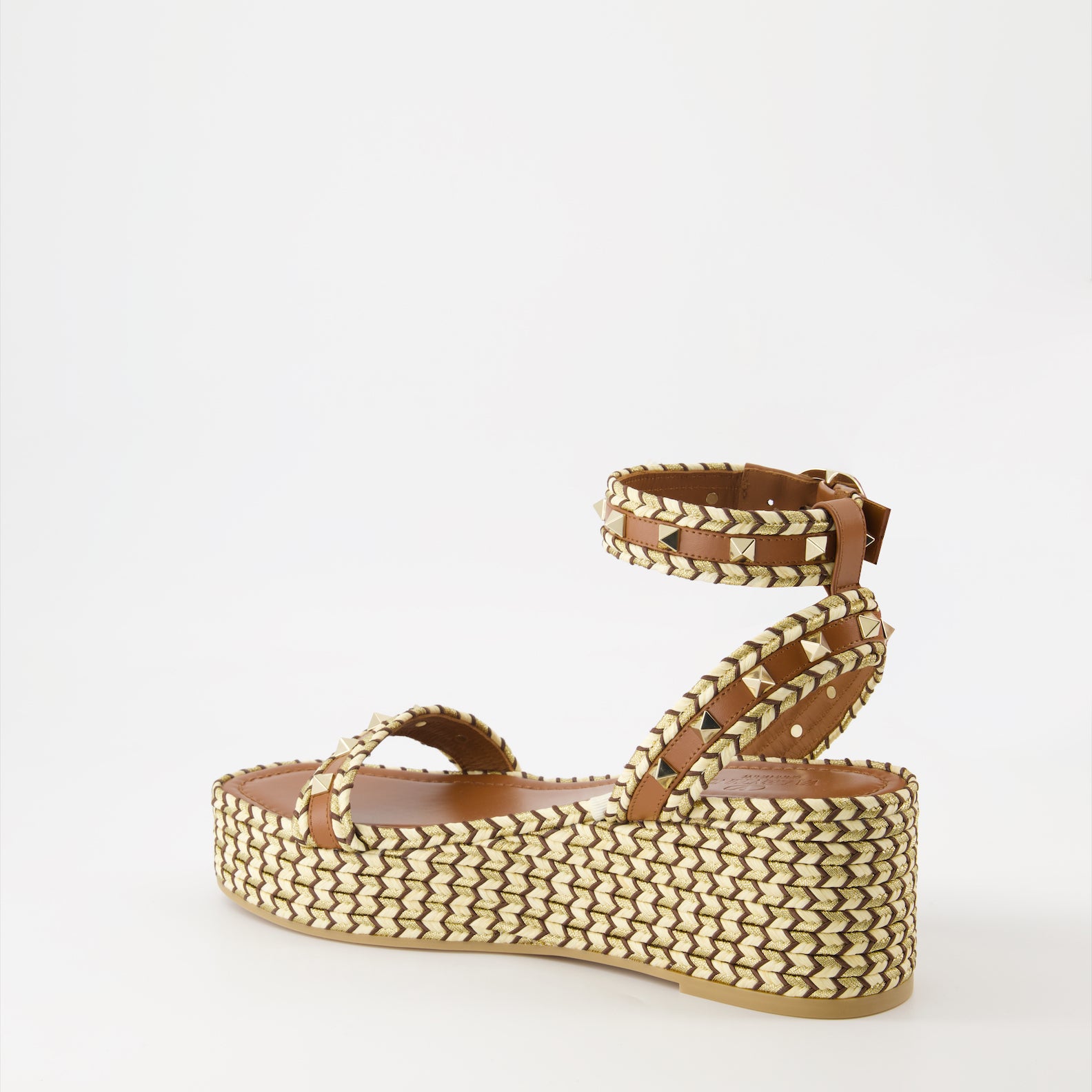 Sapatos plataforma Sandales compensées Rockstud Valentino Garavani Marrom Femme