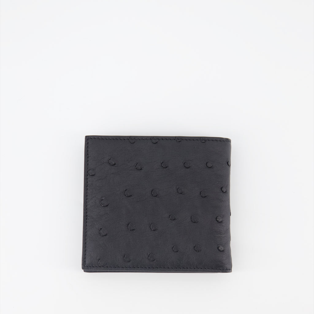Petite maroquinerie Portefeuille en cuir d'autruche Valentino Garavani Noir Homme