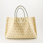 Borse tote Sac cabas en toile iconographe Valentino Garavani Beige Femme