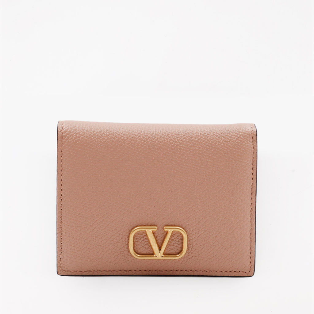 Kleine lederwaren Portefeuille VLogo Valentino Garavani Beige Femme