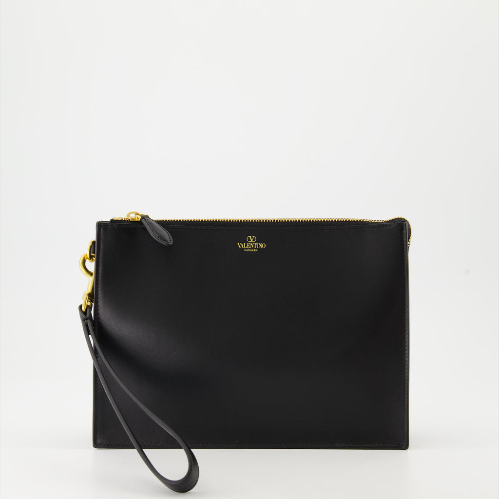 Pouches Pochette en cuir Valentino Garavani Black Homme