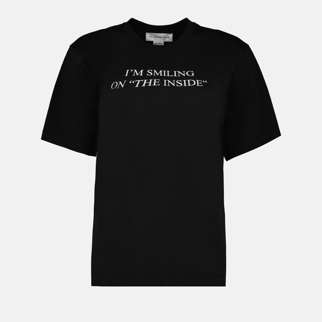 T-shirts T-shirt "I'm smiling on the inside" Victoria Beckham Noir Femme