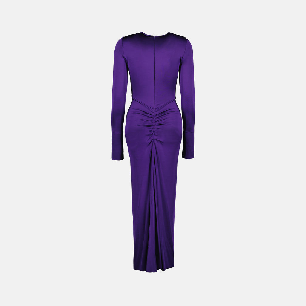 Robes Robe mi-longue froncée Victoria Beckham Violet Femme