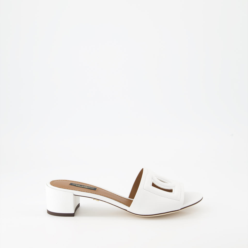 Offene schuhe Mules DG en cuir lisse Dolce & Gabbana Weiß Femme