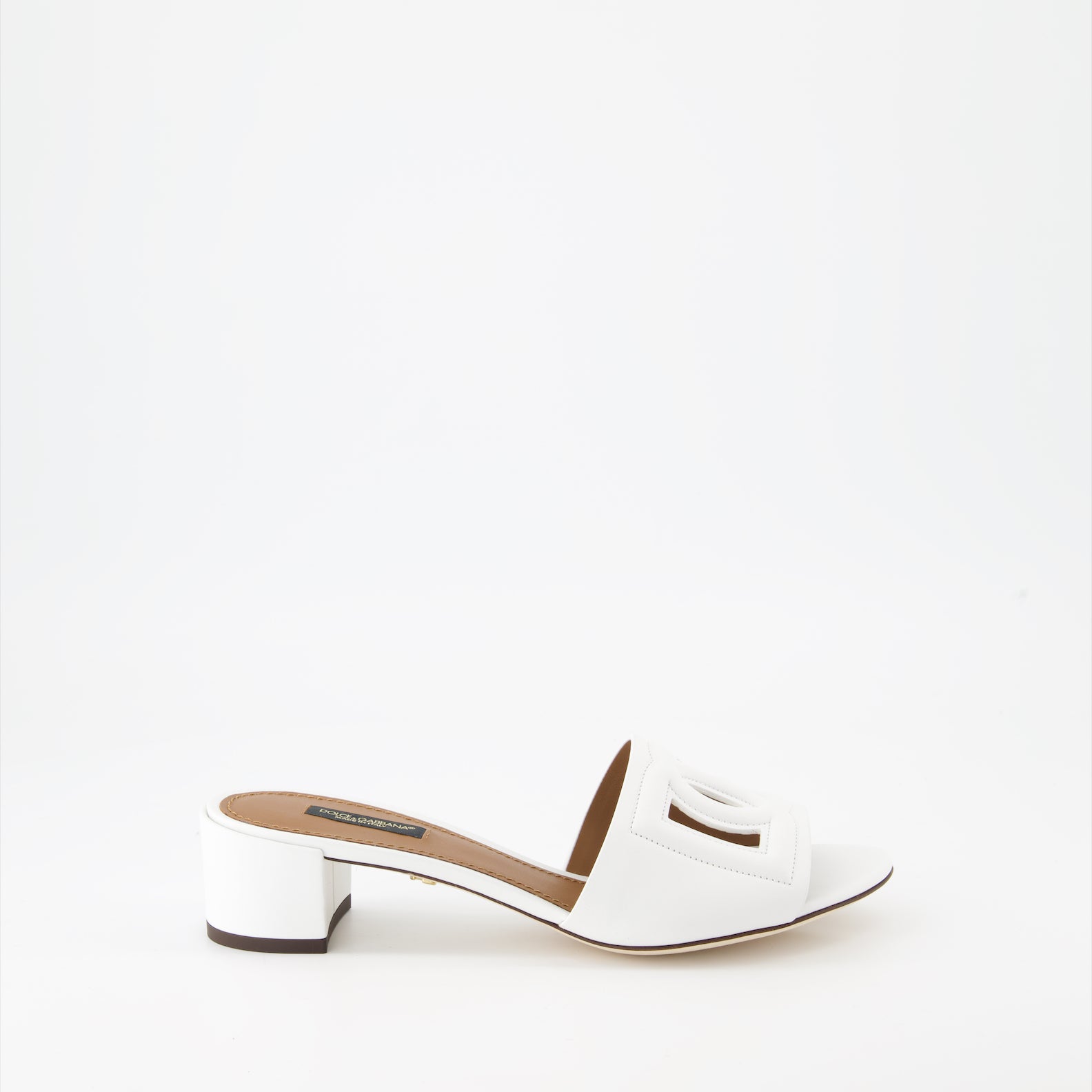 Offene schuhe Mules DG en cuir lisse Dolce & Gabbana Weiß Femme