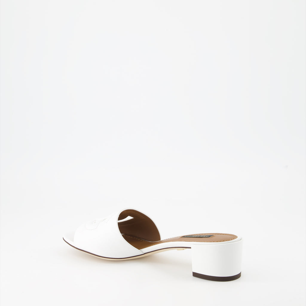 Offene schuhe Mules DG en cuir lisse Dolce & Gabbana Weiß Femme