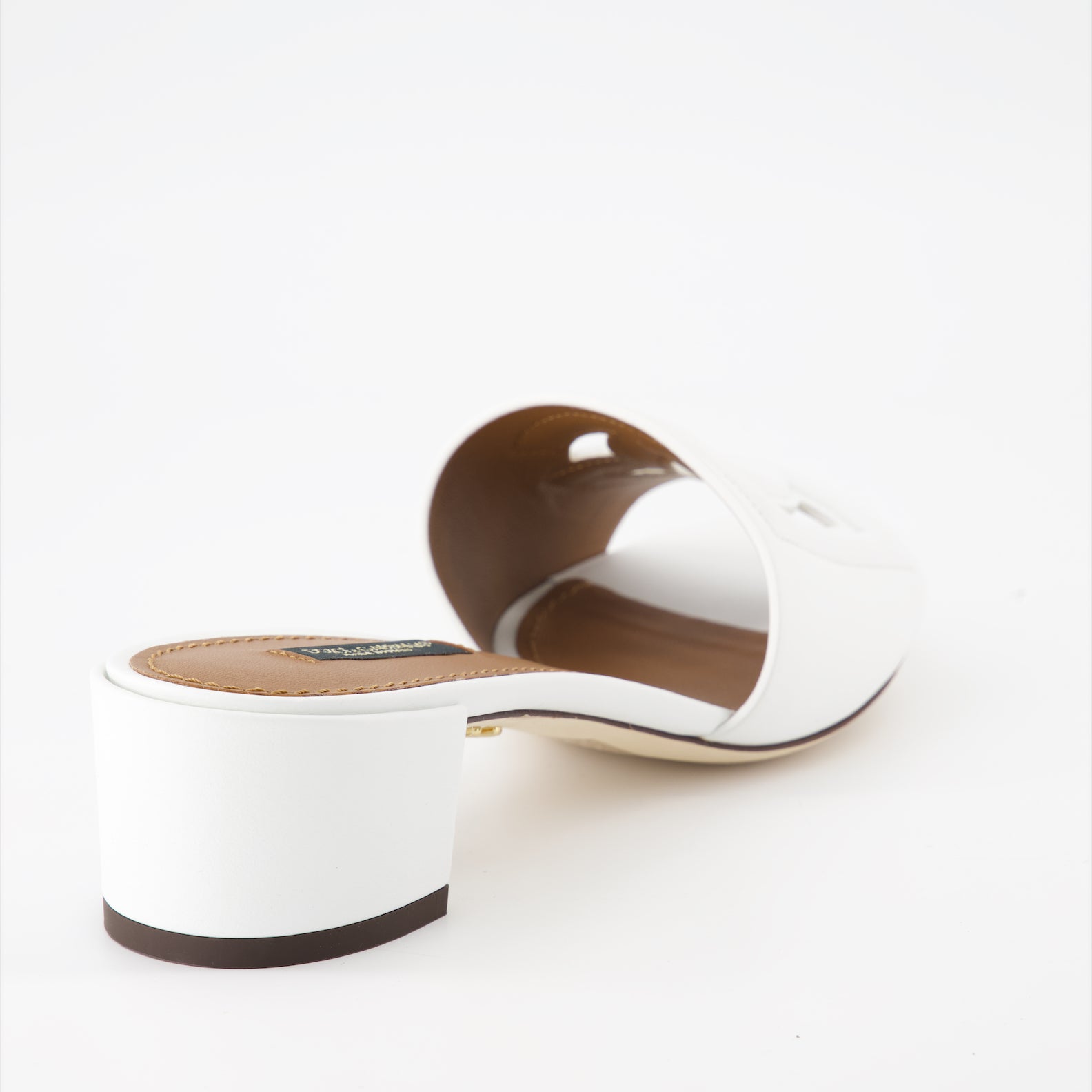 Offene schuhe Mules DG en cuir lisse Dolce & Gabbana Weiß Femme