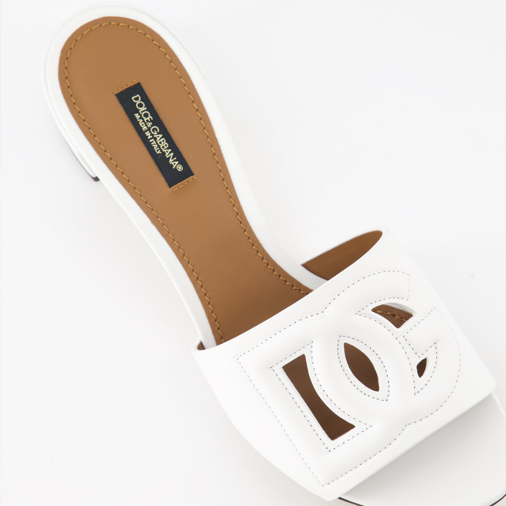 Offene schuhe Mules DG en cuir lisse Dolce & Gabbana Weiß Femme
